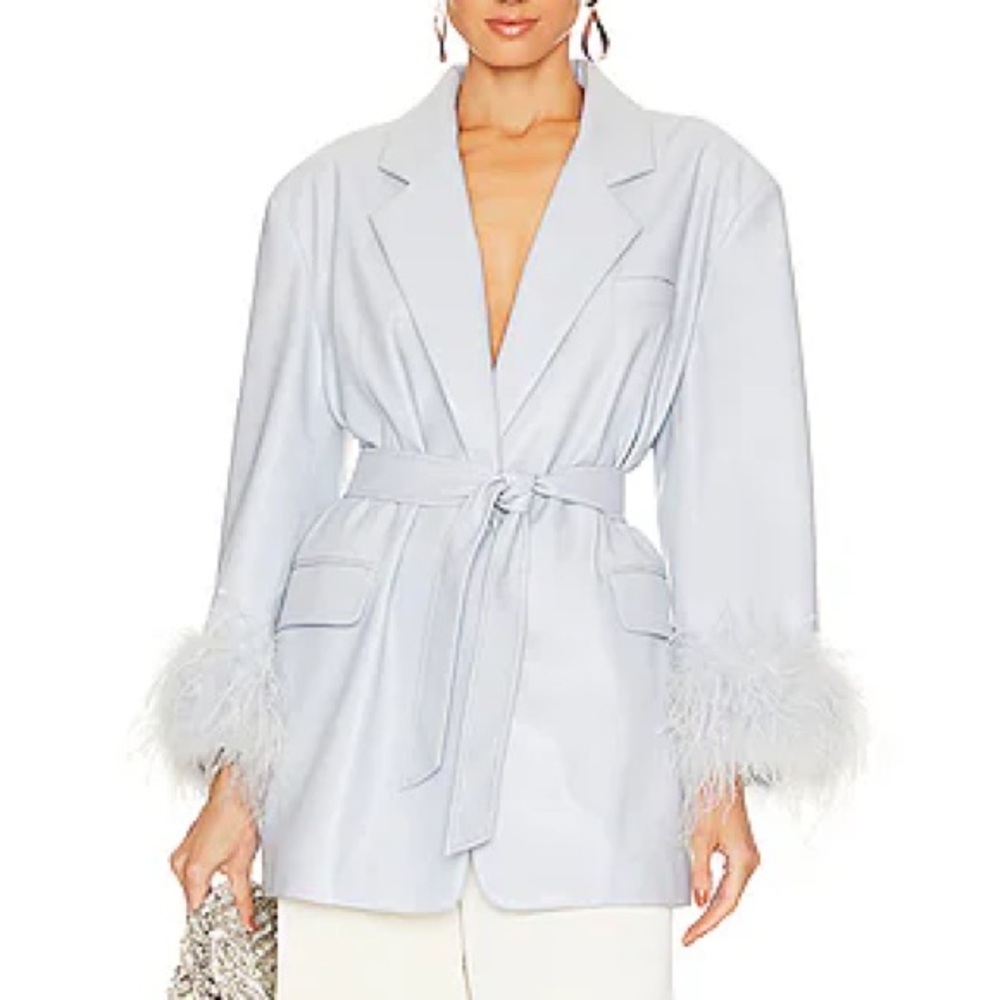 Chic Feather-Trimmed Blazer